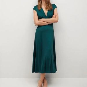 Mango V-neck Satin Dress